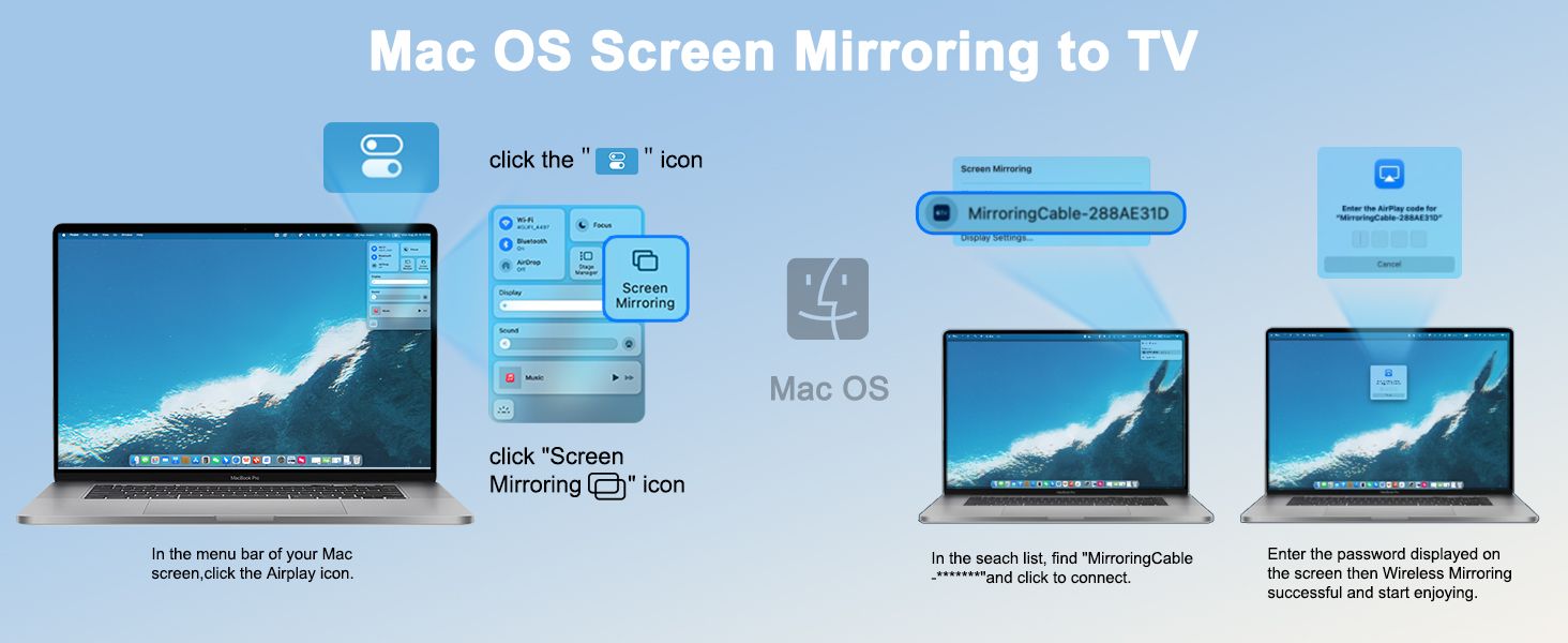 mac OS Screen wireless mirroring to TV