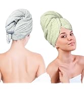 Simnice 2 Pack Extra Microfiber Hair Towel Wrap for Women,Super Soft Anti Frizz Hair Wrap Towels ...