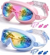 Rantizon Kids Swimming Goggles 2 Pack, Anti Fog&UV Swim Goggles for Boys Girls, No Leak Pool Beac...