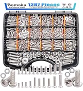 Bemaka 1287PCS Nuts and Bolts Assortment Kit, 21 Sizes Machine Screws Metric & SAE Phillips Pan H...