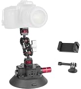 FIFIELD 4.5in Camera Suction Cup with Aluminum Ball Head Magic Arm, 1/4" ARRI Holes Car Camera Mo...
