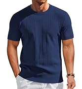 COOFANDY Men's T-Shirts Short Sleeve Knit Shirts Casual Crewneck Ribbed Dress Tee Shirt