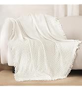 Exclusivo Mezcla Knit Throw Blanket with Fringes for Couch, Reversible Super Soft and Warm Woven ...