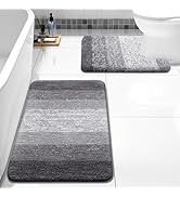 Arotive Bathroom Rugs Sets 2 Piece, Shaggy Soft and Absorbent Microfiber Bath Rugs and U-Shaped C...