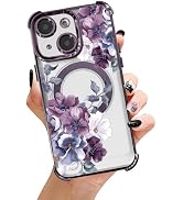 Uioeua Compatible with iPhone 14 Cute Case, Flower Pattern with Magsafe Four Corners Shockproof f...