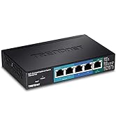 TRENDnet 5-Port Gigabit PoE+ Powered EdgeSmart Switch with PoE Pass Through, 18W PoE Budget, 10Gb...