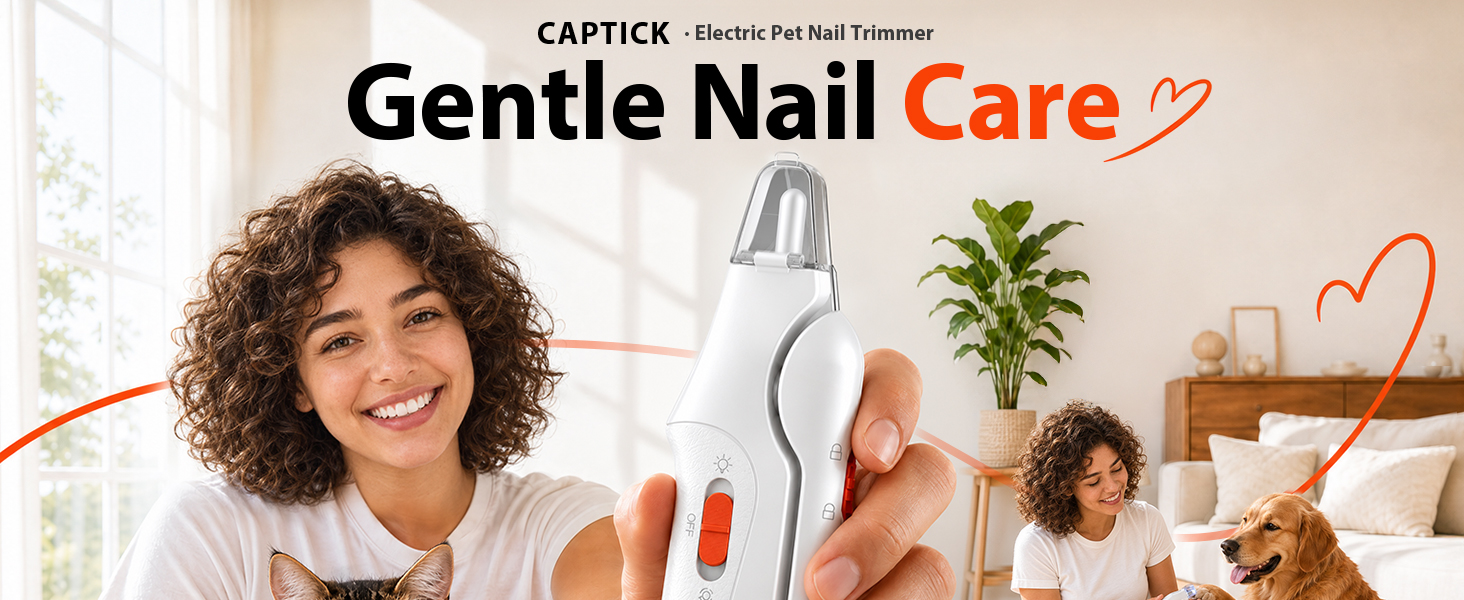 CATPICK 2-in-1 pet nail trimmer with grinder for gentle dog and cat grooming at home