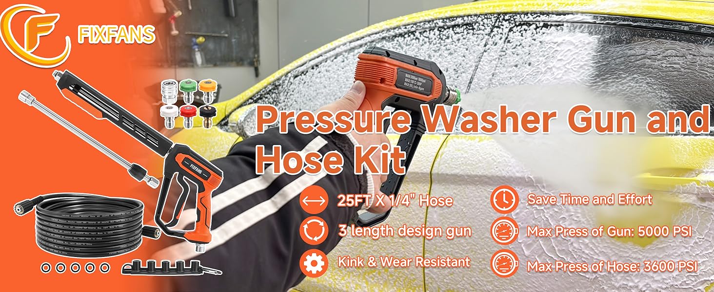 Pressure Washer Gun and 25FT Hose Kit