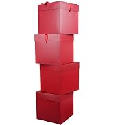 Elephant-package 8.7" Medium Birthday Gift Boxes with Lid and Ribbon, Square Gift Boxes - 4 Pcs (...