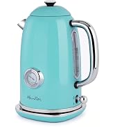 Harriet 61oz Electric Kettle with Thermometer, Retro Hot Water Boiler | 1500W Hot Water Kettle, E...