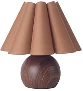 KUNJOULAM Cute Small Table Lamp, Modern Bedside Nightstand Lamp with Coffee Fabric Lampshade, Met...