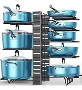 Pots and Pans Organizer for Cabinet, ORDORA 8 Tier Pot Rack with 3 DIY Methods, Adjustable Pan Or...