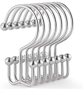 Goowin Shower Curtain Hooks, 12 Pcs Shower Curtain Rings, Durable Rust Proof Silver Shower Curtai...