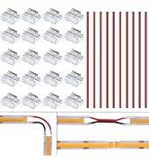 BENLUN COB LED Connector 2 Pin 8mm Kit, 20pcs Solderless I Shape Connectors, 10pcs 15cm Long 20AW...