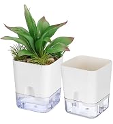Mipcase 2pcs Self Watering Planter, Self Watering Pots for Indoor Plants Plastic Garden Pots for ...