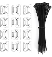Kanemc 240Pcs Zip Tie Holder, 120 Cable Ties Black + 120 Adhesive Zip Ties Mount Clear, Self Lock...