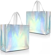 Nush Nush Iridescent Gift Bags Large Size – Set of 12 Stunning Reusable Holographic Gift Bags Wit...