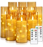 Raycare Flameless LED Candles with Embedded Star String, 9 Pcs Battery Operated Acrylic Pillar Ca...