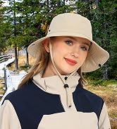 Solid Packable Sun Hat for Women and Men Wide Brim Waterproof Beach Bucket Hats UPF 50+