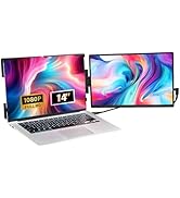 VEVOR Portable Laptop Screen Extender, 14" FHD 1080P IPS Dual Extended Monitor for 13"-17" Laptop...