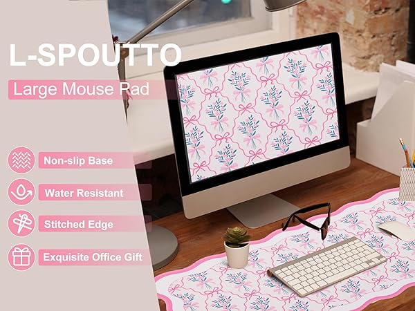 pink bow desk mat