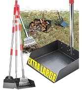 FUSBUNTY Dog Pooper Scooper Set, Heavy Duty Stainless Steel Rake & Spade | Extra Large Tray for P...