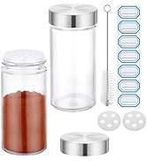 Segarty 3oz Glass Spice Jars with Stainless Steel Lids, 2 Pack 90ml Spices Jar with Labels, Round...