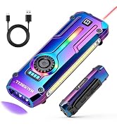 Flat EDC Flashlight 1800 High Lumens, Stainless Steel Rechargeable Pocket Light with UV Blackligh...