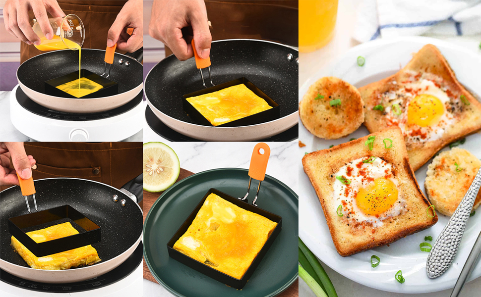 Suqare Egg Rings for Frying Eggs