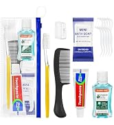 Xuezoioy Personal Hygiene Kit Bulk Pack of 5,Yellow Basic Travel Toiletry Set Disposable Toothbru...