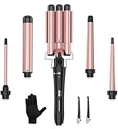 Curling Wand Set, Curling Iron Interchangeable 3 Barrel Wand Curler with Ceramic Tourmaline Curli...