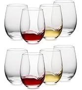 OUWO Stemless Wine Glasses Set of 8, 18oz Red White Wine Glasses,Lead-free Wine Glasses for Home,...