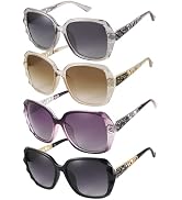 DragonflyDreams 4 Pcs Women Large Sunglasses, UV 400 Glasses Oversized Classic Trend Ladies Sungl...