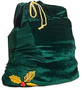 Sunnywood Santa Christmas Gift Bag Large Stretchy Velour Present Sack with Golden Drawstring, 36"...