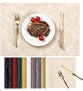 Smiry Rectangle Place Mats, Waterproof Heavy Duty Vinyl Placemats 6 Pack | Wipeable Washable Tabl...