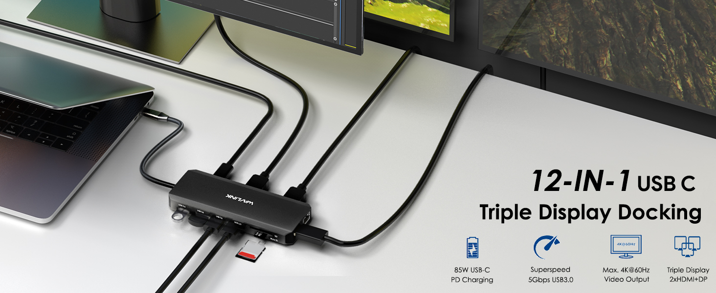 USB c triple display docking station
