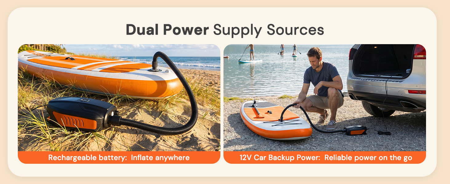 Electric Paddle Board Pump Dual Power Supply