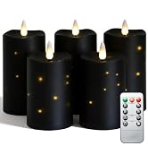 MUMCHASI 5 Packs Flameless Candles, Black Battery Operated Candles, Black LED Candles with Remote...