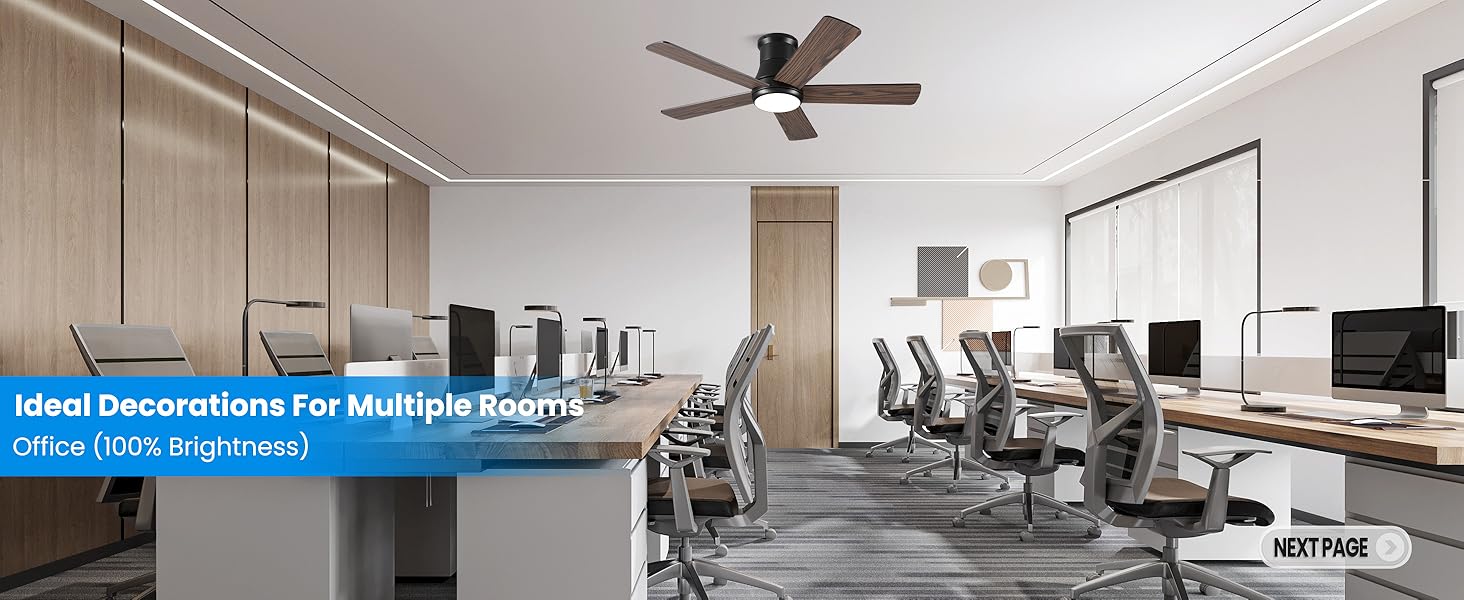 ceiling fans with lights flush mount for office