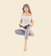 XMGZQ Reading Thinker Statue Book Lover Gifts for Women Readers, Graduates, Students, Teachers, B...