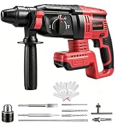SDS-Plus Cordless Rotary Hammer Drill Compatible with Milwaukee M18 18V Battery, 4500BPM Jackhamm...