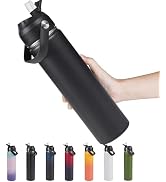 Fijinhom 24oz Insulated Stainless Steel Water Bottle, Wide Mouth Double Wall Vacuum, Silicone Str...