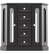 Jewelry Box - Made of Solid Wood with Cabinet Type 5 Drawers Organizer and 2 Separated Open Doors...