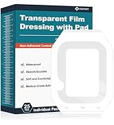 Ceeport Waterproof Transparent Film Dressing with Pad 25 Pack, 4"x4.75" Large Bandages Adhesive P...