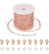 Pandahall 16.4 Feet Brass Heart Link Chains 18K Rose Gold Plated Heart Chains Soldered Jewelry Ch...