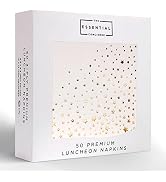 Stylish White and Gold Star Napkins - 6.5 x 6.5 Inch Gold Napkins - Disposable 3-Ply White and Go...