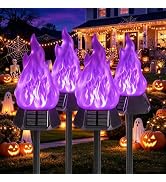 Toodour Solar Halloween Lights Outdoor, 4 Pack Solar Torch Light Waterproof | With Flickering Fla...