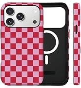 SenRiCase for iPhone 17 Pro Max Case Cute Checkered Phone Case Compatible with MagSafe, Dual-Laye...