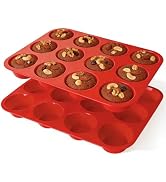 Ruinovate Silicone Muffin Pans for Baking Nonstick 2 Pcs, 12 Cup Regular Cupcake Pan, Food-Grade ...