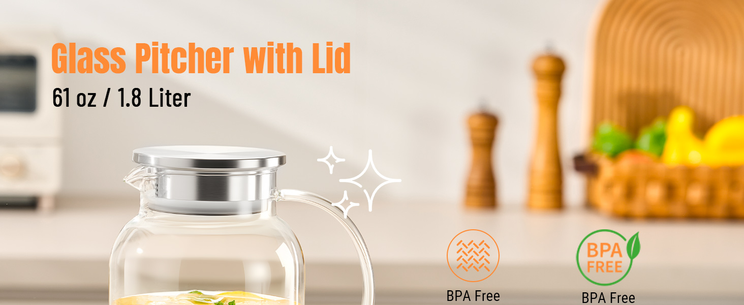 Glass Pitcher with Lid